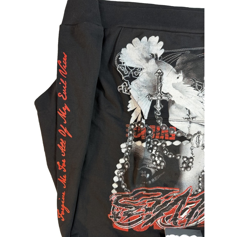 Evil Vice Hoodie Mens 2XL Black Cross Rosary Graphic Gothic Streetwear NWT - Picture 4 of 11